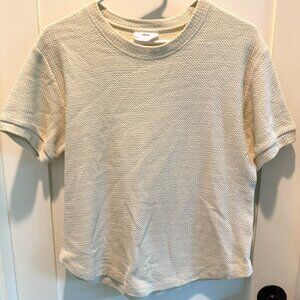 KOTN Textured Off-White Short-Sleeve Top, Size Medium